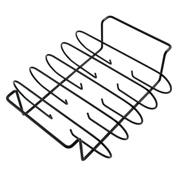 FRCOLOR Rib Rack Stainless Steel Roasting Stand Grilling Roasting Rack for Grilling Barbecuing Family Gatherings Friends Parties Black,1.77"X0.39"X0.39"
