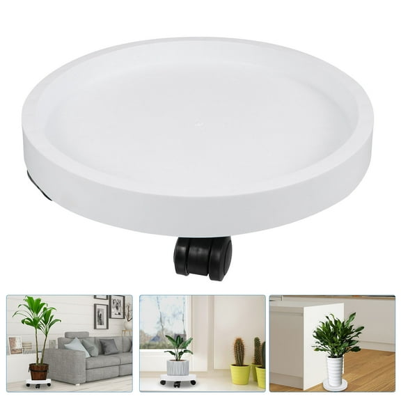 FRCOLOR Rolling Plant Stand Flower Pot Trolley Outdoor Planter White