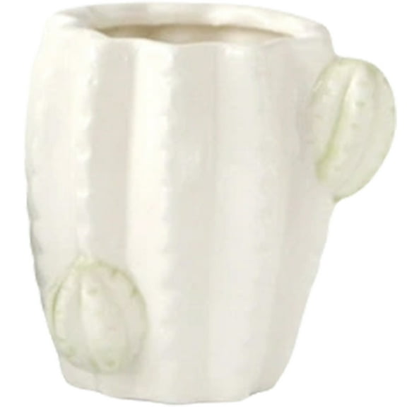 WASHWEPE Ceramic Vase White 1Pcs 3.1x3.1x3.5in Cactus Exterior Design