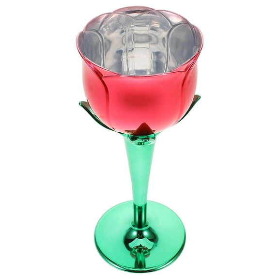 FRCOLOR Rose Shape Wine Glass Electroplated 175 ml Plastic Wine Goblet For Wedding And Party Decorations And Lightweight For Indoor And Outdoor Use