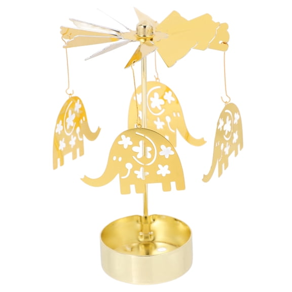 FRCOLOR Rotary Candle Holder Unique Carousel Candle Holder Table Centerpiece Cartoon Elephant Elements Rotating Candlestick Ornament