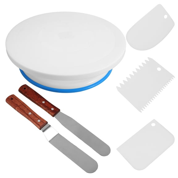 FRCOLOR Rotating Turntable 1 Set 28x11x7in Blue Plastic For Cake Decorating Workbench