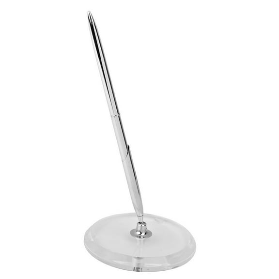 FRCOLOR Round Pen Holder Signing Pen Set for Wedding Bridal Engagement (Silver)
