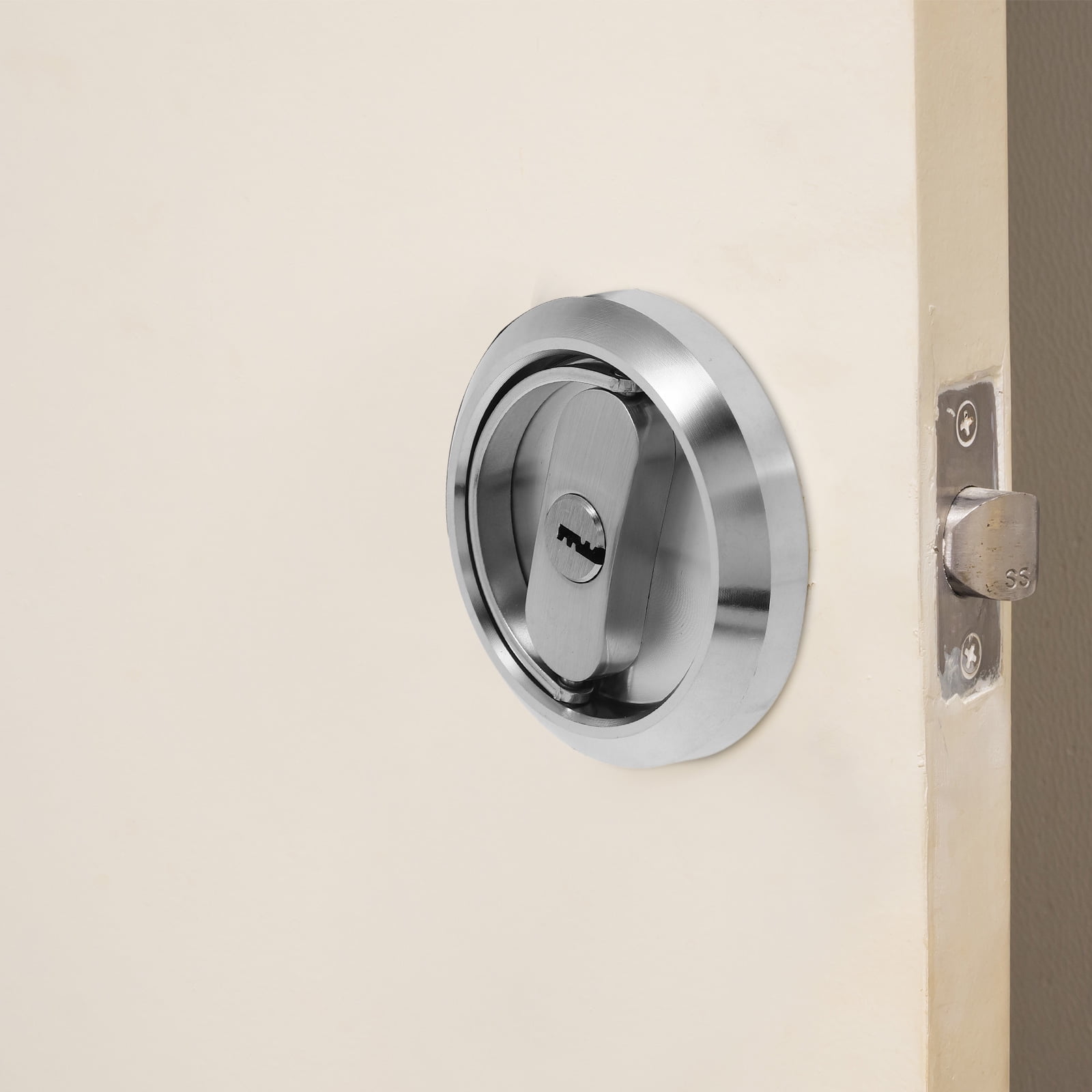 FRCOLOR Round Pocket Door Lock Bed Bath Handles Latch Privacy Pocket ...