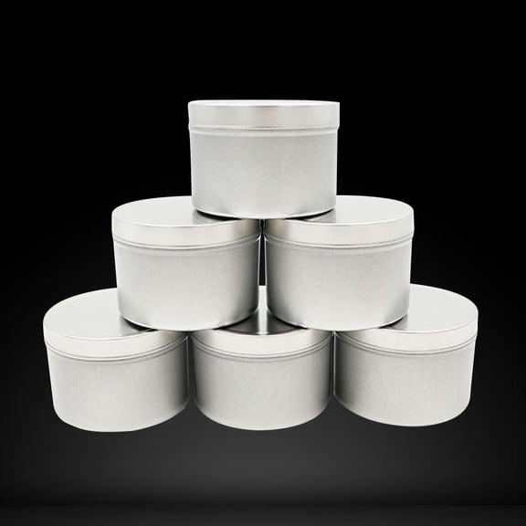 FRCOLOR Round Silver Metal Tinplate Empty Container for Storing Teas Spices with Smooth Edges 8 Ounces