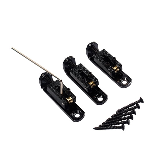 WRISTBIQUE Bass Guitar Bridge in Black Metal Lightweight and Polished Finish