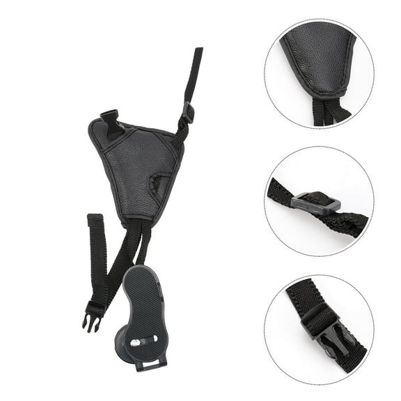 FRCOLOR SLR Camera Wrist Strap Black PU Protective Hand Strap for Outdoor Use Adjustable Length