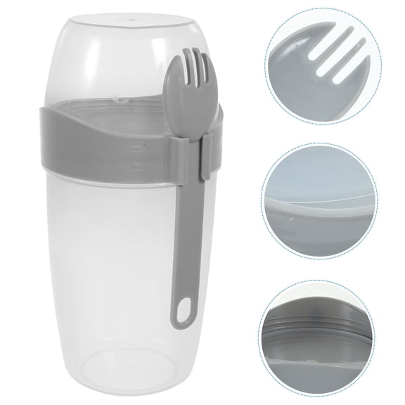 FRCOLOR Salad Shaker Container Multi-purposes Cups Portable Vegetable Fitness Student Grey