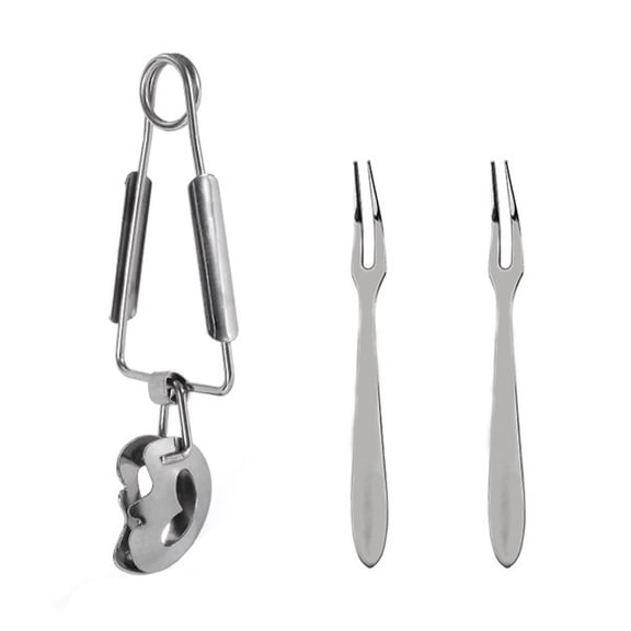 FRCOLOR 1 Set Snail Tong Forks Set Stainless Steel Silver Sturdy for Home Use