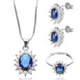 thumbnail image 1 of FRCOLOR  Sapphire Suit Oval Shaped Necklace Blue Jewelry Set, 1 of 8