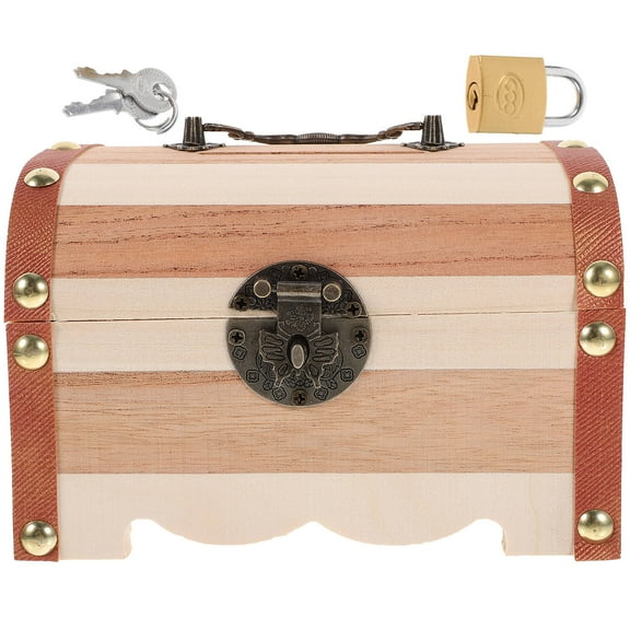 FRCOLOR Wooden Piggy Bank with Key for Storage Use and Lovely Simple Design Fashionable