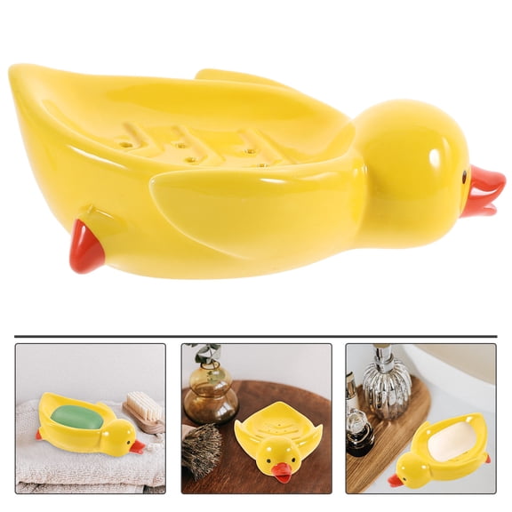 FRCOLOR Self Draining Dish Duck Soapbox Easy to Clean Holder