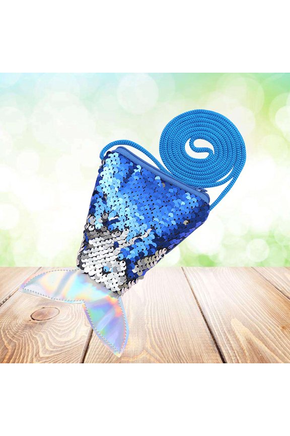 Mermaid Tail Purse Royalblue Sequins 1Set Holds Coins For Special Occasion