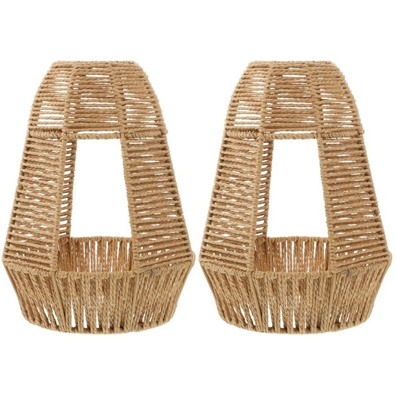FRCOLOR Set of 2 Large Lampshade Fabric Pleated Imitation Rattan