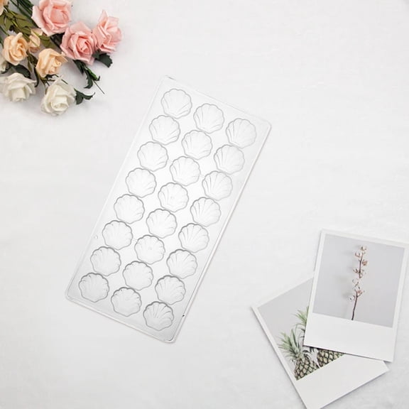 FRCOLOR Shell Chocolate Candy Molds Grid Scalloped Chocolate Molds Plastic Chocolate Forms Moulds for Creative Homemade Chocolates Supplies