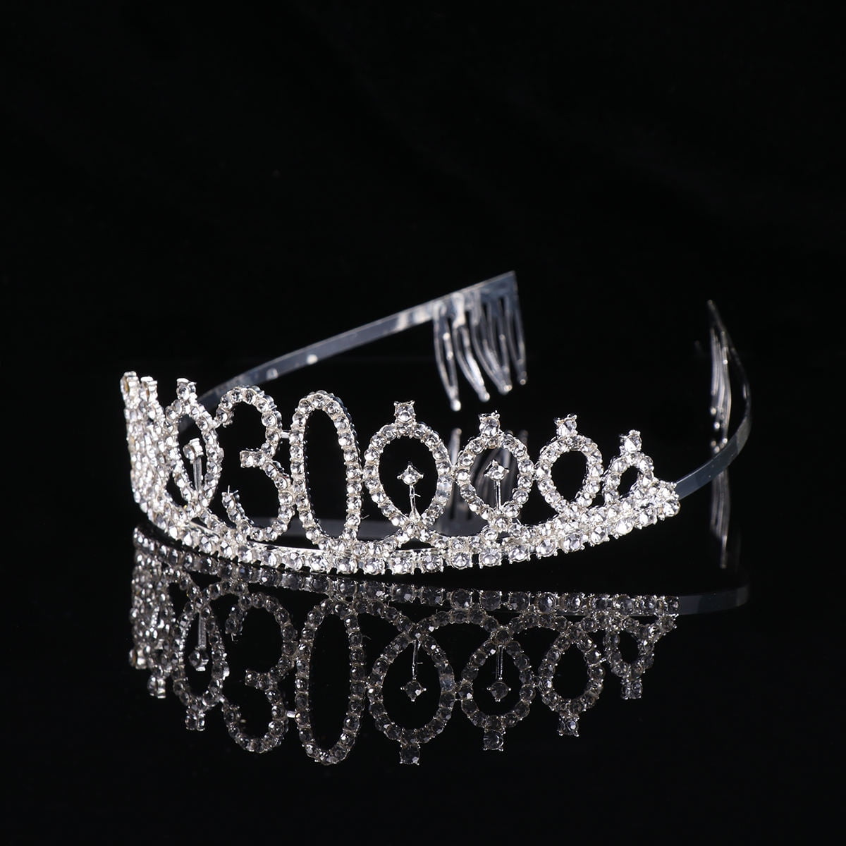 FRCOLOR Shiny Rhinestone Crown with Alloy Insertion Comb for Decoration Various Occasions 30th Birthday