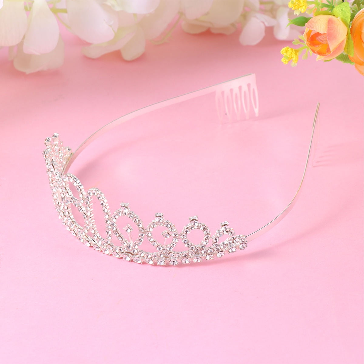 FRCOLOR Shiny Rhinestone Crown with Durable Alloy Comb for Stable All-day Wear Silver 80th Birthday