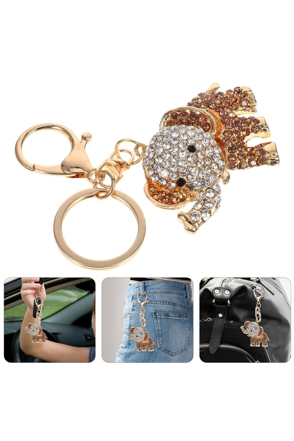 Silver Art Elephant Key Rhinestone Keychain Shape Decorated Man