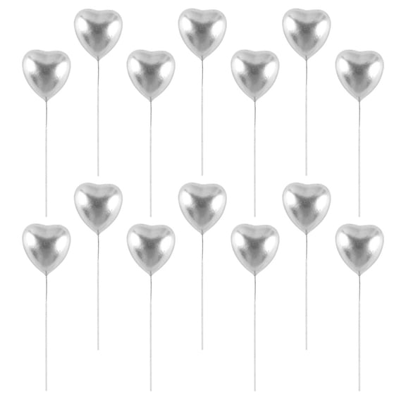 WASHWEPE Cake Decorating Silver Plastic Heart Shape for Wedding Birthday Party 50Pcs 1.1X0.6X0.4In
