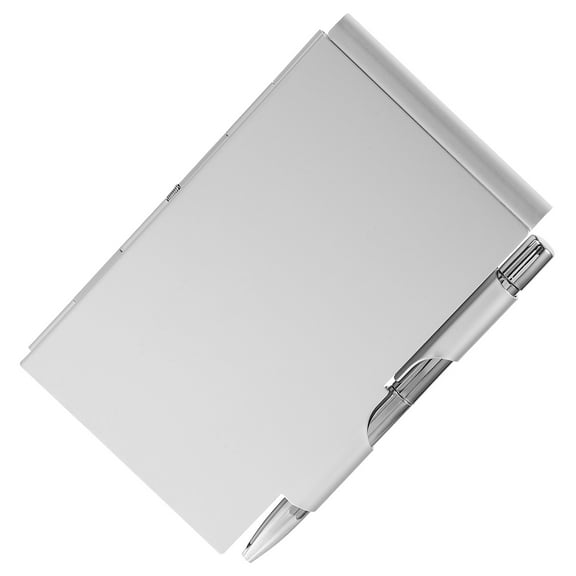 FRCOLOR Silver Metal Notebook with Pen Holder Compact Size for Writing Use Mini Notepad 3.5 x 2.1 inches