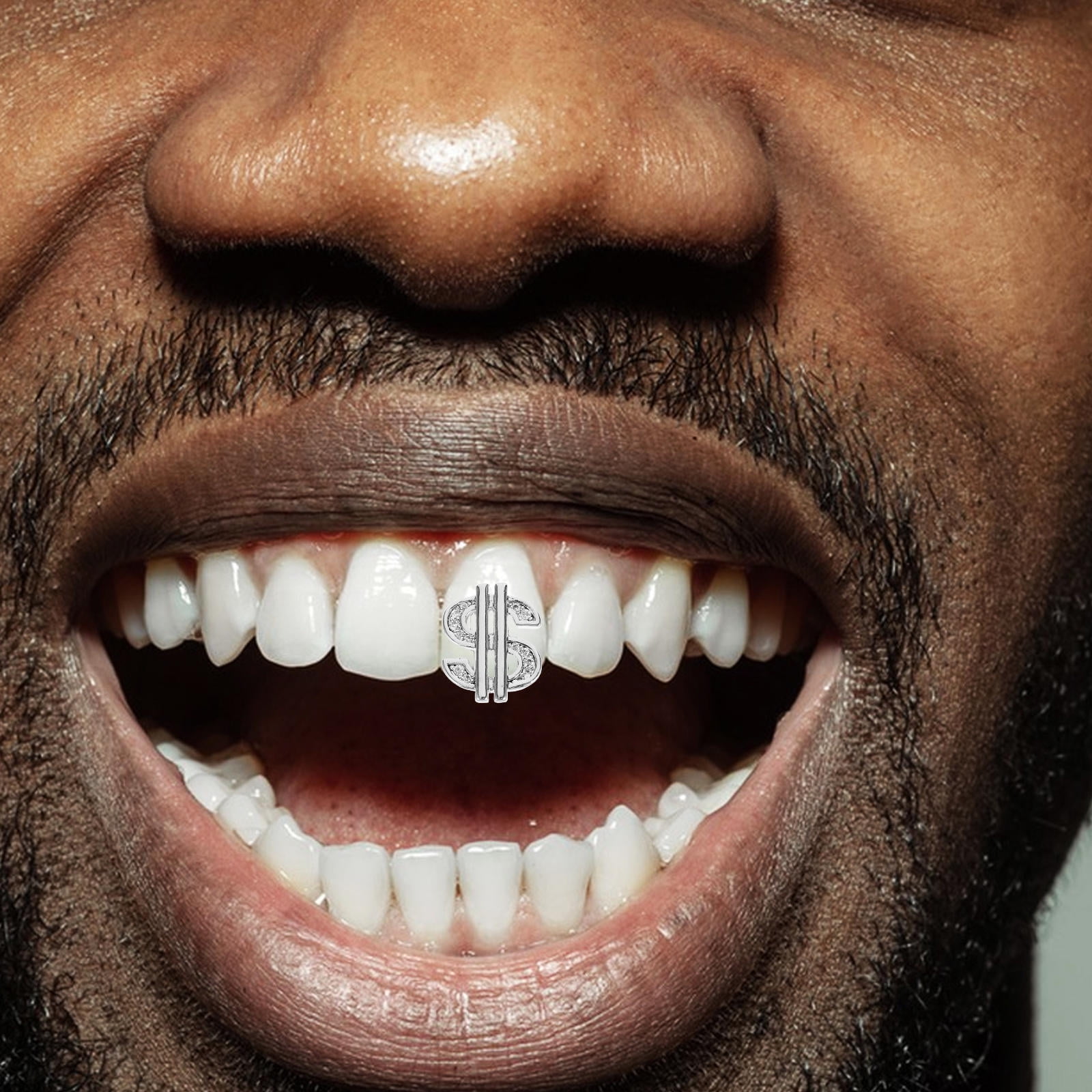 Upgrade Rapper Teeth FRCOLOR Silver Plated Hip Hop Teeth Caps Single Fangs And Bottom For ...