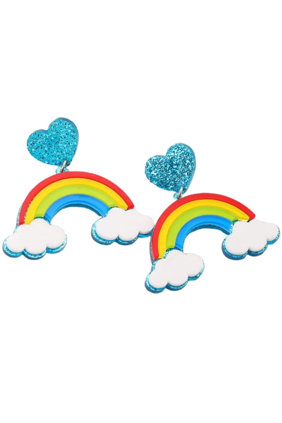 Rainbow Earrings for Women Fashionable Acrylic and Metal Multi Color Earrings Ideal for Decoration 1 Pair