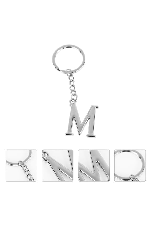 Simple Stylish Letter M Key Chain Zinc Alloy Silver Color One Ring for Keys Holding