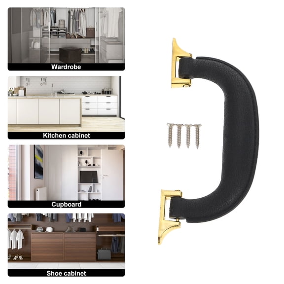 FRCOLOR Simple and Sturdy Drawer Handles Pulling Knobs for Home Use 5Pcs Black Plastic Alloy