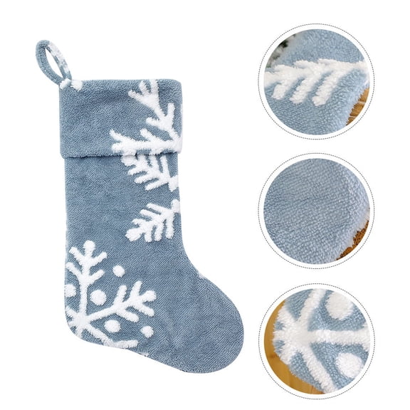 FRCOLOR Sky-Blue Fuzzy Cotton Stocking 1Pc for Friends and Family Gathering present Holding