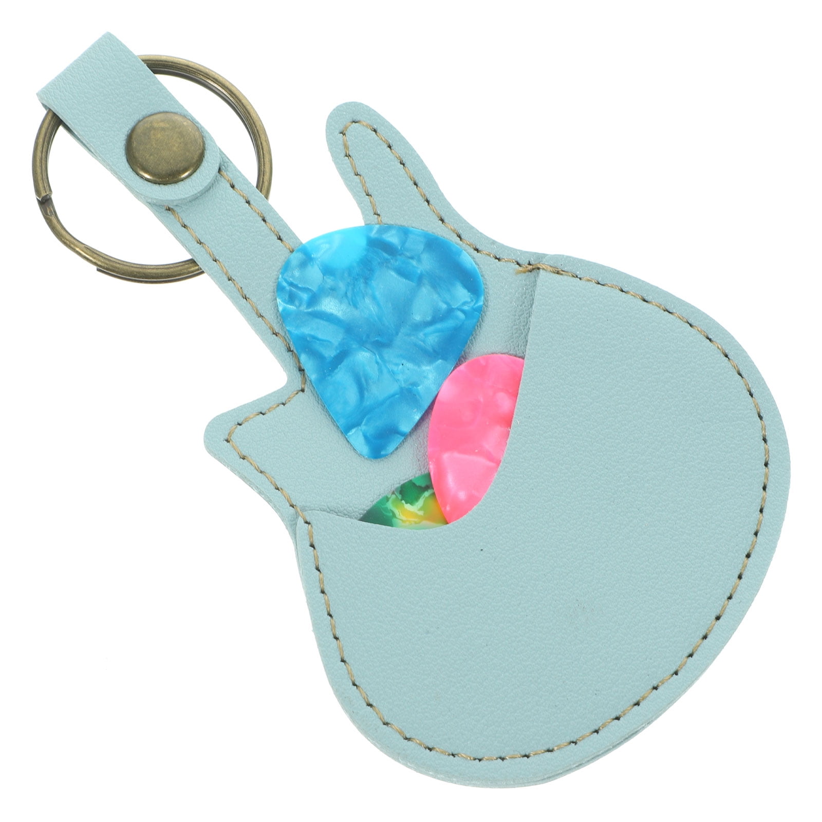 FRCOLOR Skyblue Guitar Picks with Storage Bag for Acoustic Electric Bass Guitar Portable and Lightweight PU Material