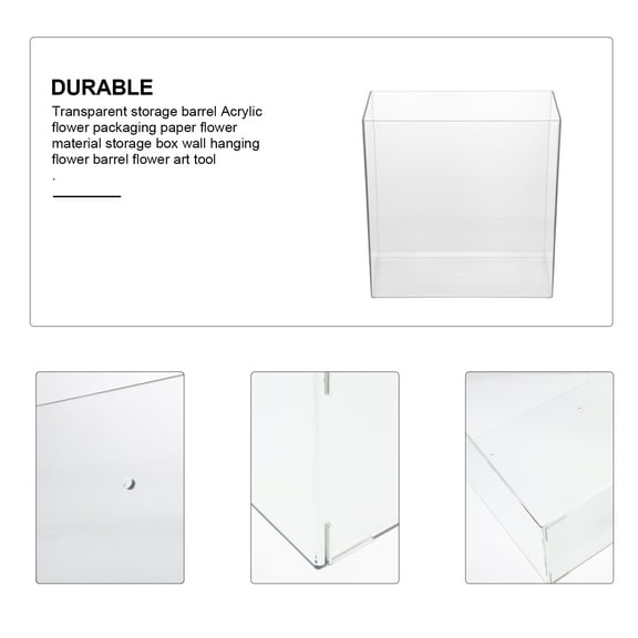 LABSERRON Cuboid Storage Bucket Acrylic Transparent For Homeowners 1Set 11.8x11.8x6.3in