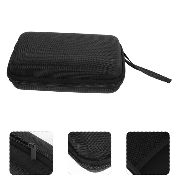 FRCOLOR  Small Earphone Storage Bag Outdoor Cable Organizer Travel Black
