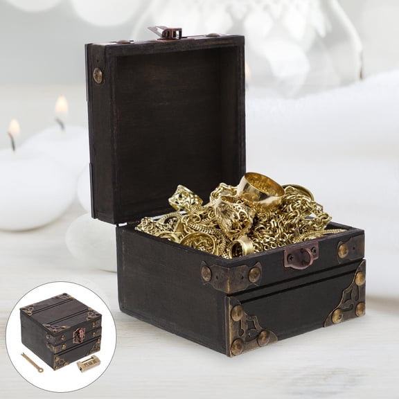 WASHWEPE Jewelry Storage Holder Retro Style Storage Box Wood 1Pcs 4.32X4.32X3.14In