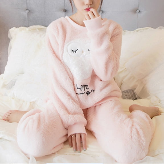 FRCOLOR Soft Owl Pajamas Women's Thickened Cartoon Miss Woman