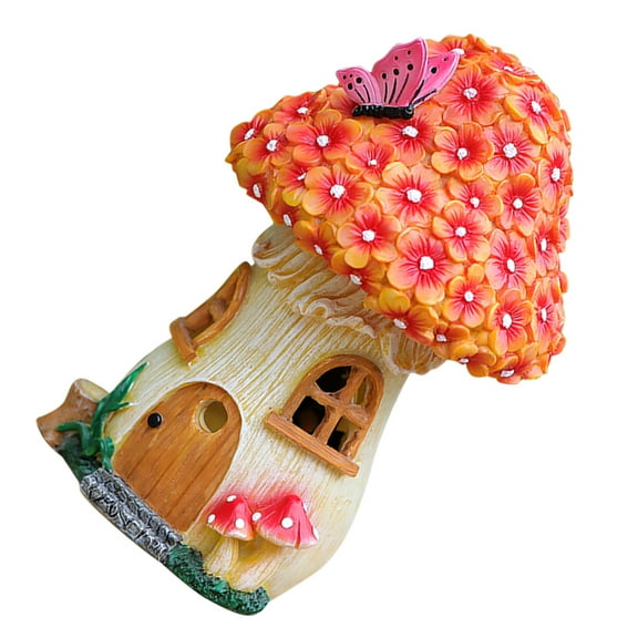 FRCOLOR Solar Lamp Ornament Garden Yard Mushroom House Ornament Resin Mushroom House Statue