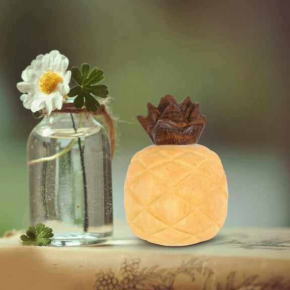 FRCOLOR Solid Wood Pineapple Figurine for Home Decor Sandalwood Carving 3.5 Inches