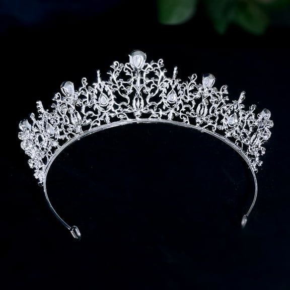 WASHWEPE Bridal Rhinestone Crown Headband Plated Silver Metal Tiara for Wedding Prom Party Accessory