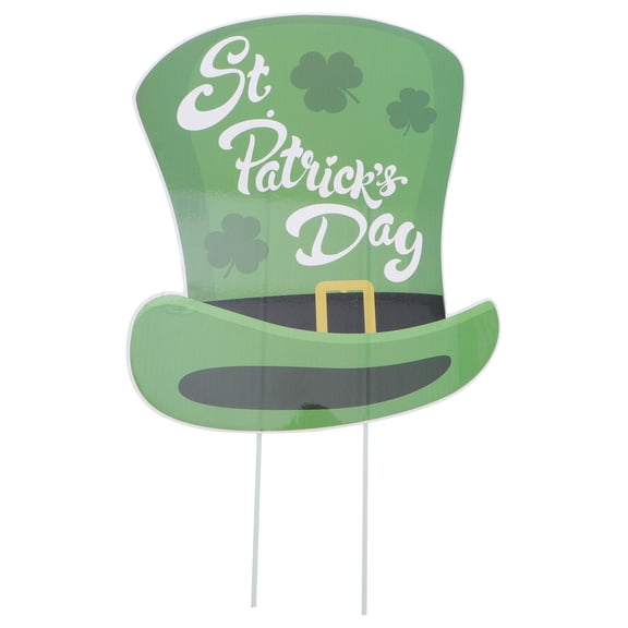 FRCOLOR St. Patrick's Day Yard Sign Festival Decors Garden Yard Sign Stake (Hat)