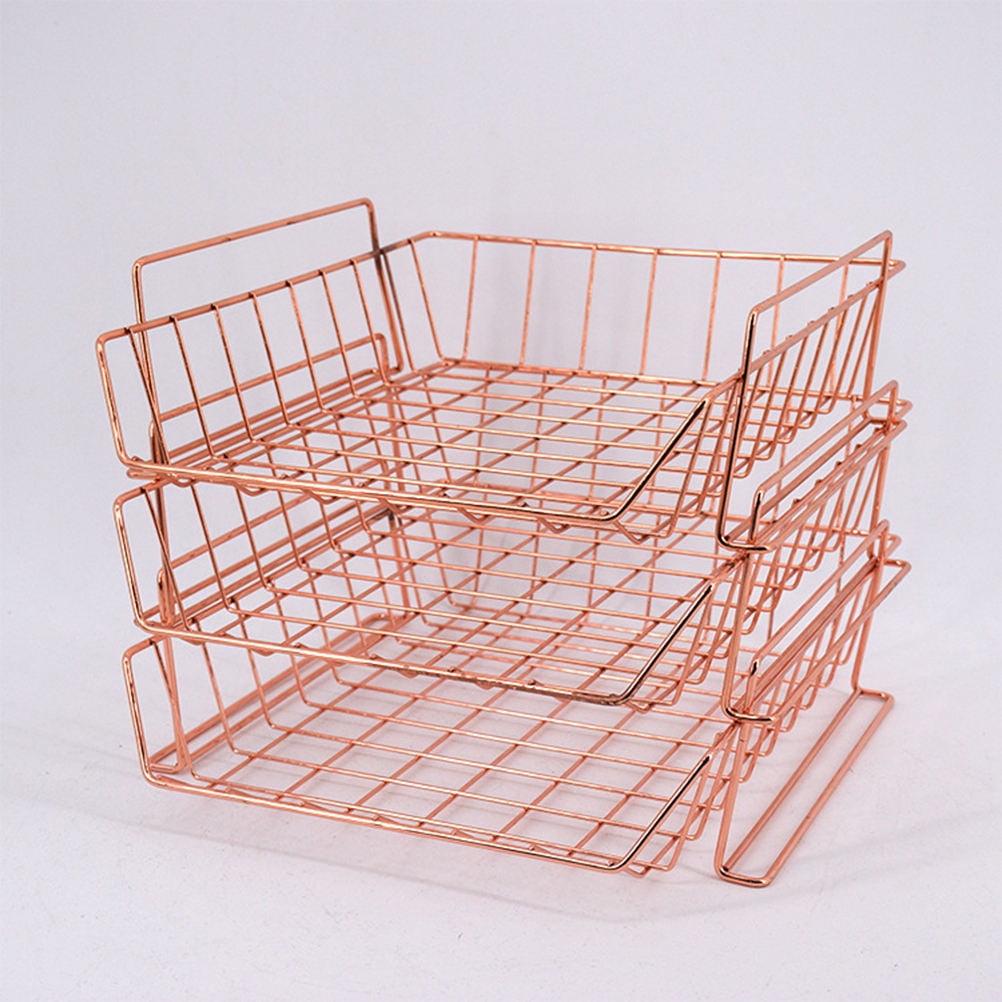 FRCOLOR Stackable Document Organizer File Rack Iron Office Desk ...