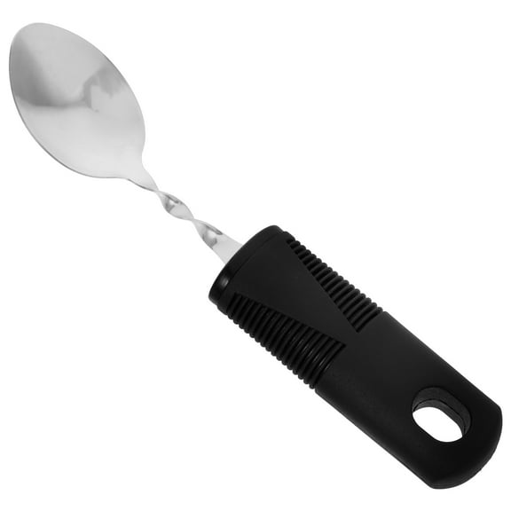 FRCOLOR Stainless Steel Adaptive Spoon with Bendable Non-Slip Handle Weighted Utensil Anti-Tremor Silverware Tableware for Eating Aid Elderly Disabled Adults