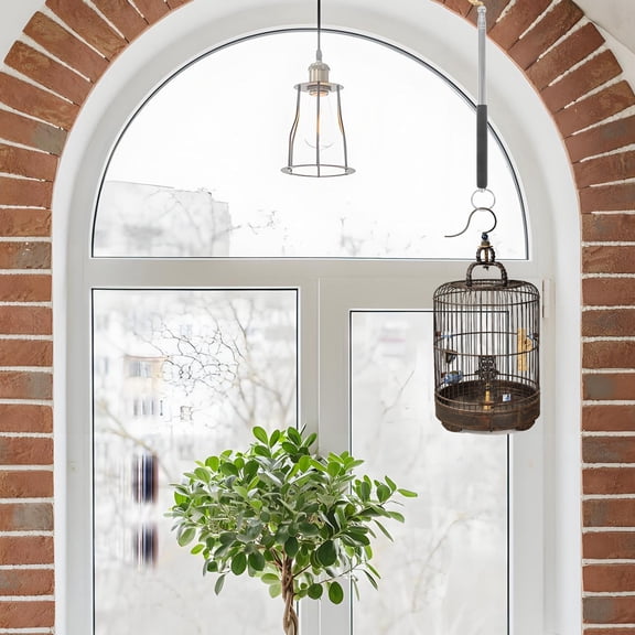 FRCOLOR Stainless Steel Adjustable Length Birdcage Hanging Pole 1 Set Ceiling Hook Suspension Sticks for Outdoor Use