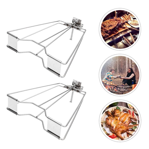 FRCOLOR Stainless Steel BBQ Basket for Grilling Chicken with Even Heat Distribution Ideal for Home Use Silver