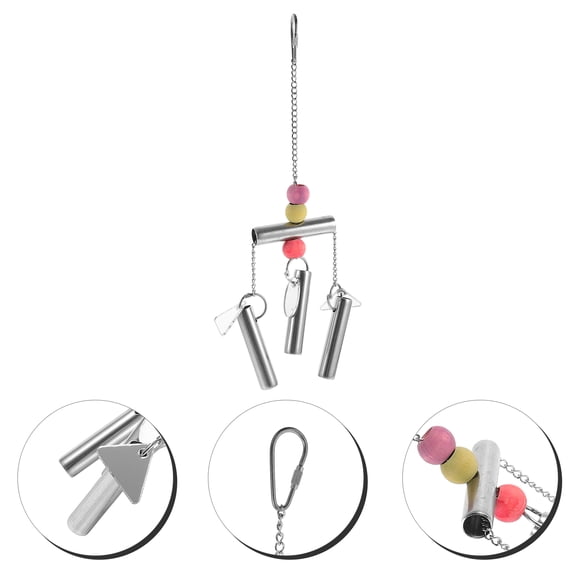 FRCOLOR Stainless Steel Bird Bell Toy for Playing Safe and Durable Silver Color 1.5 Inch Size