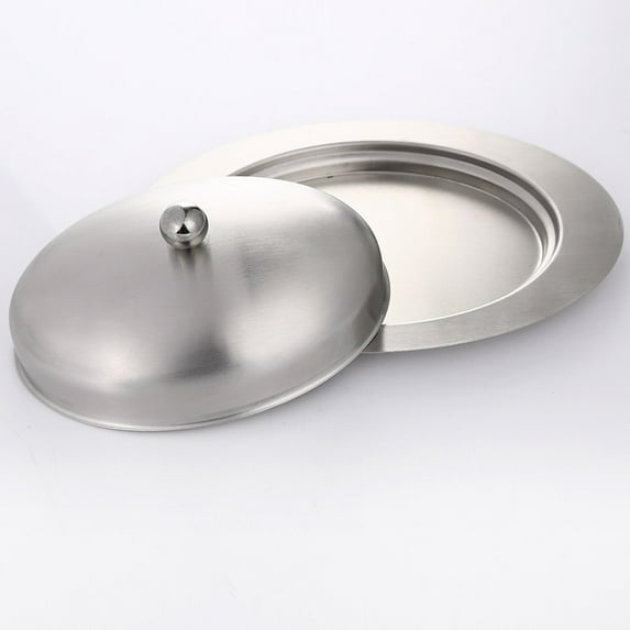 FRCOLOR Stainless Steel Butter Dish with Lid for Kitchen Use Silver Rust Resistant 7.5 Inch