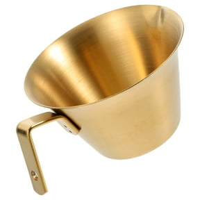 PAMINGONO Metal Espresso Pouring Cup with Spout and Wooden Handle for Coffee Use