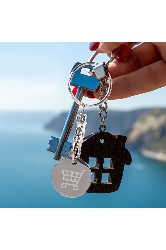 Stainless Steel Key Chain with Slot for Supermarket Trolley Token 2 Pieces Silver