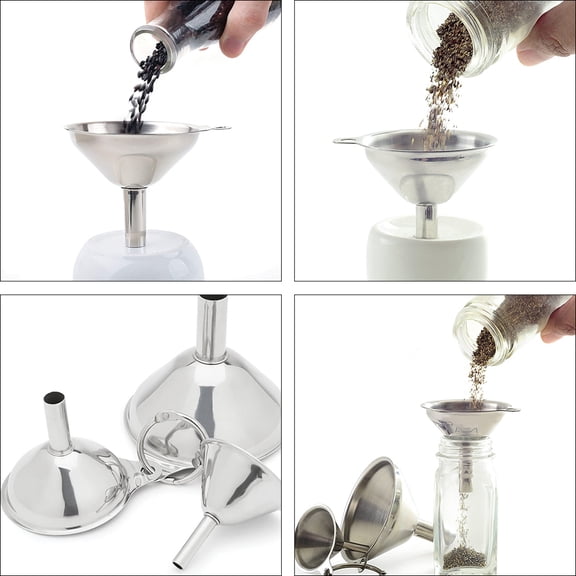 FRCOLOR Stainless Steel Kitchen Funnel for Accurate Liquid Transfer and SpillFree Counters Silver