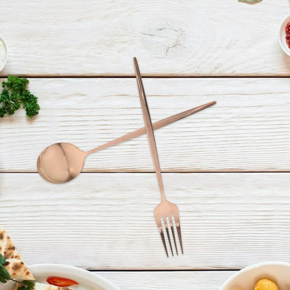 FRCOLOR Stainless Steel Kitchen Utensils Set with Rose Gold Finish for Elegant Dining and Food Use 8 Pieces