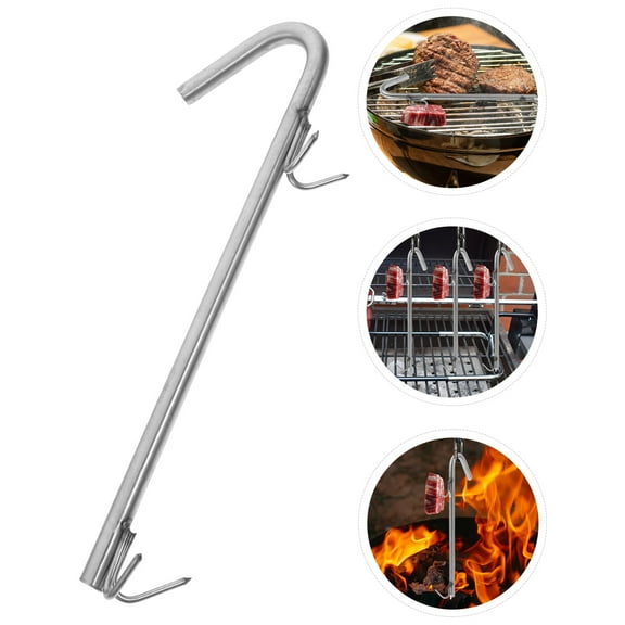 FRCOLOR Stainless Steel BBQ Hook for Grilling Bacon Heavy Duty Meat Hanging Utensil 1 Set Grilling Supply Hooks