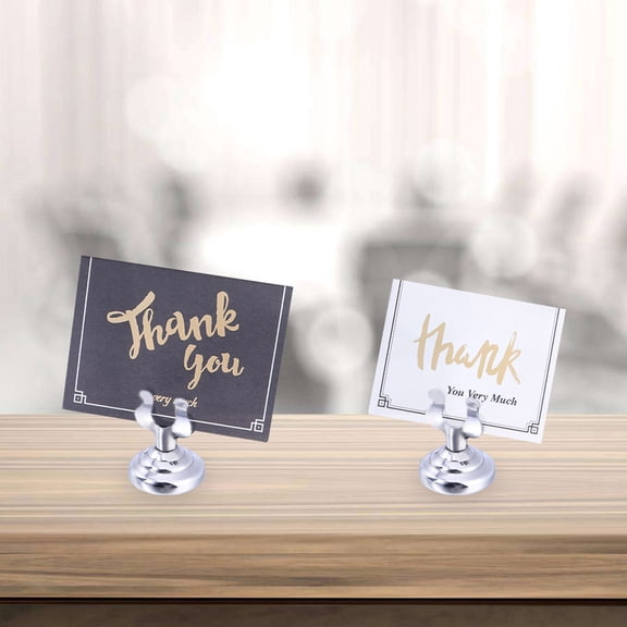 FRCOLOR Stainless Steel Menu Holder for Restaurant Table Sign Place Card Stand 4 Pieces Silver